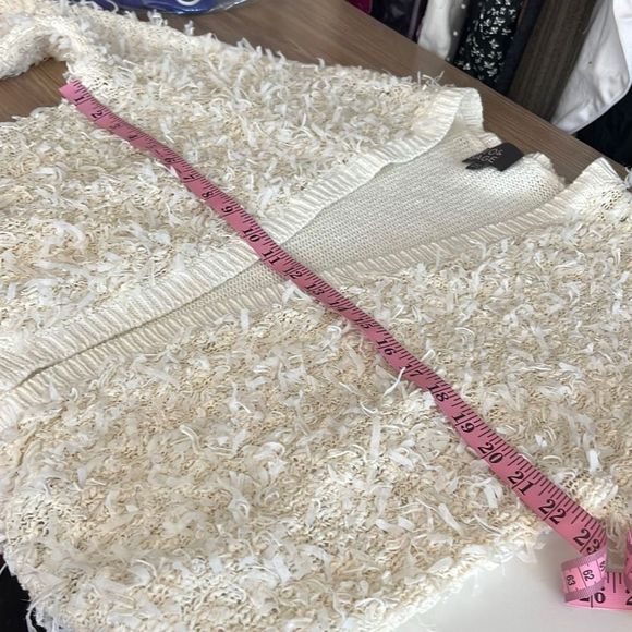 Leo & Sage Womens Cardigan Sweater Open Front Shaggy Faux Fur White M/L - Picture 8 of 9